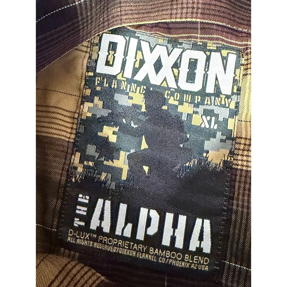 DIXXON Flannel Company The Alpha Mens XL Shirt Brown Plaid Bamboo Blend FS - Picture 2 of 6